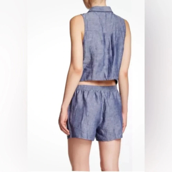 Joie Toinette Linen Pink Chambray Sleeveless Romper - Picture 15 of 16